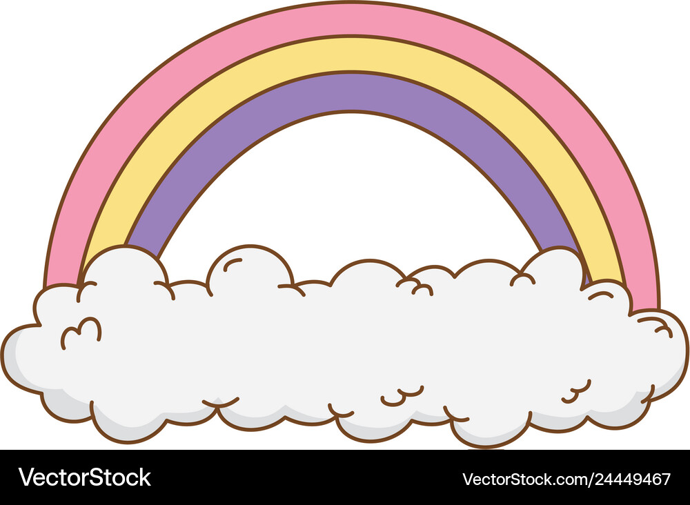 Cute rainbow with clouds Royalty Free Vector Image