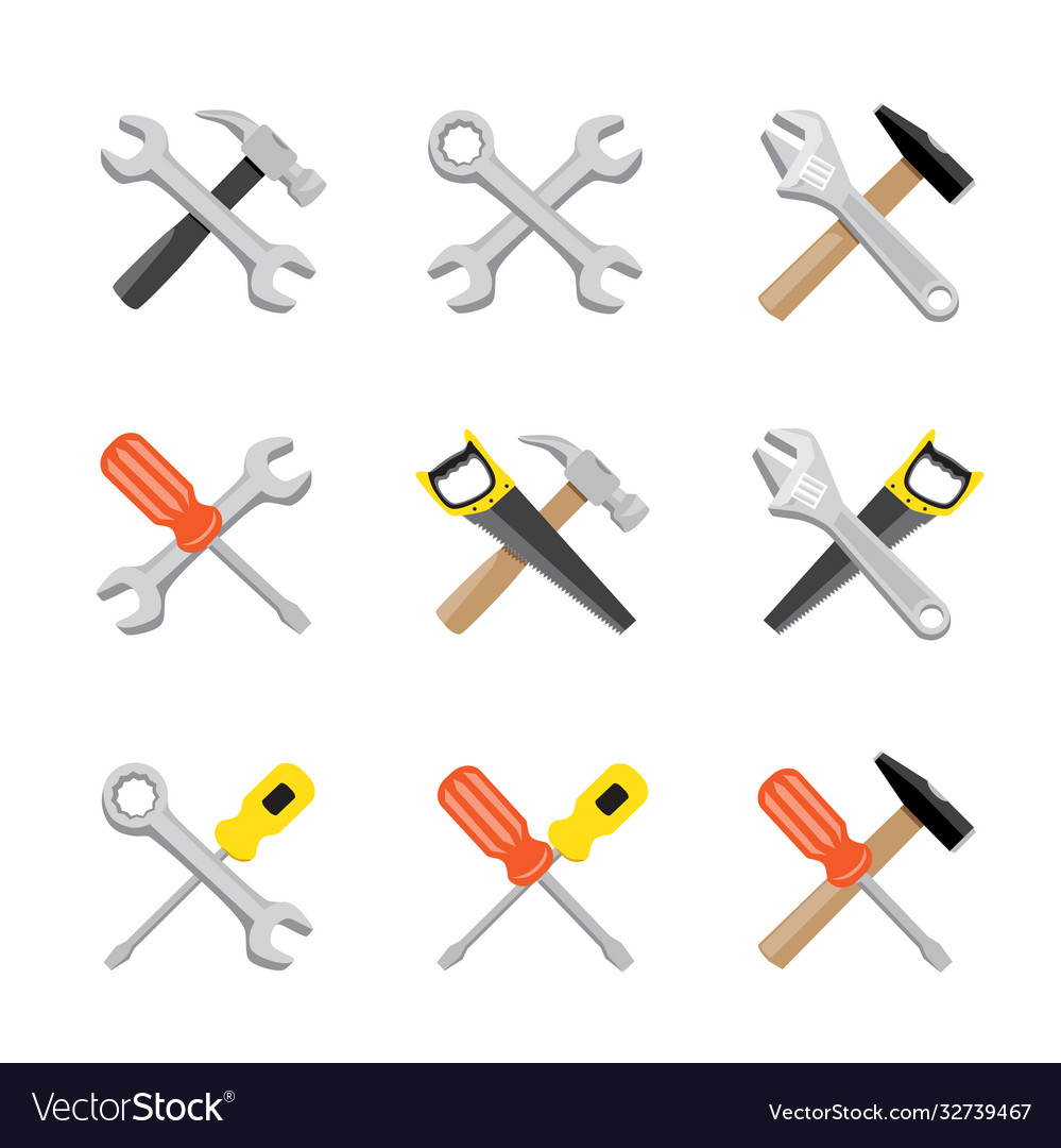 Flat design tools symbols set