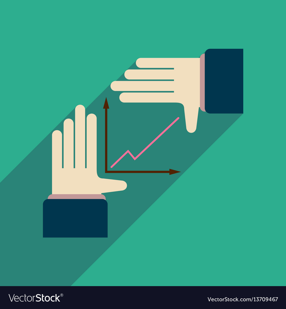 Flat web icon with long shadow hand graph