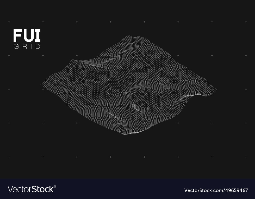 Fui gui 3d landscape scan grid abstract vector image Fui gui 3d landscape scan grid abstract
