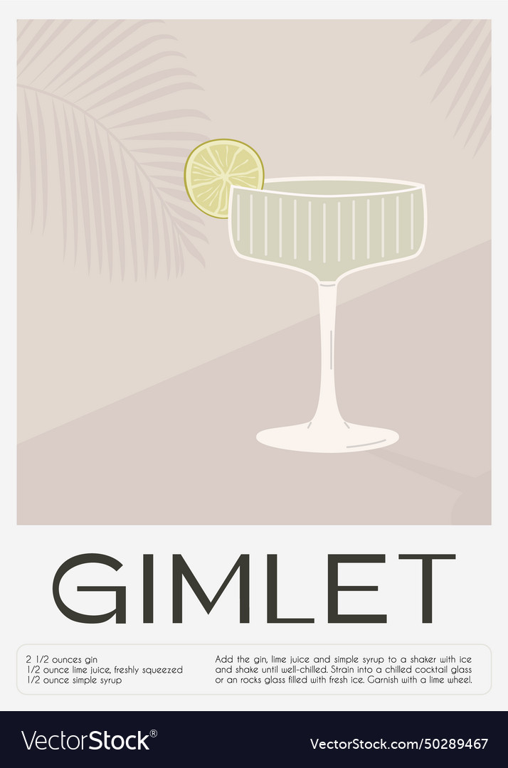 Gimlet classic cocktail garnish with lime slice