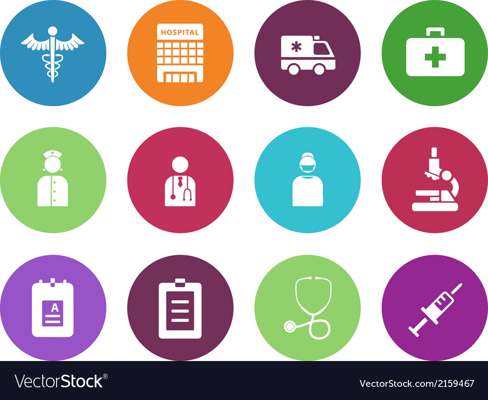 Hospital circle icons on white background Vector Image