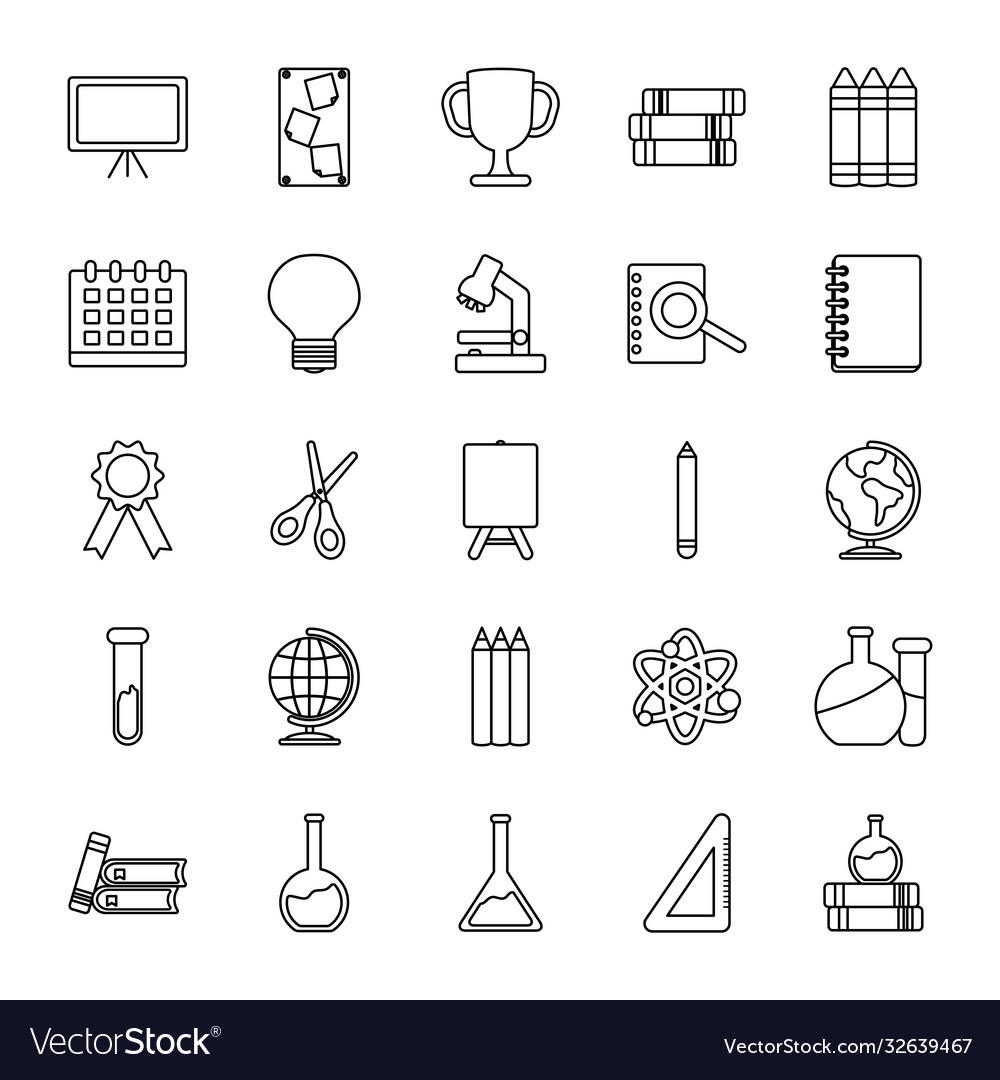 Icon set geography tool and back to school vector image Icon set geography tool and back to school