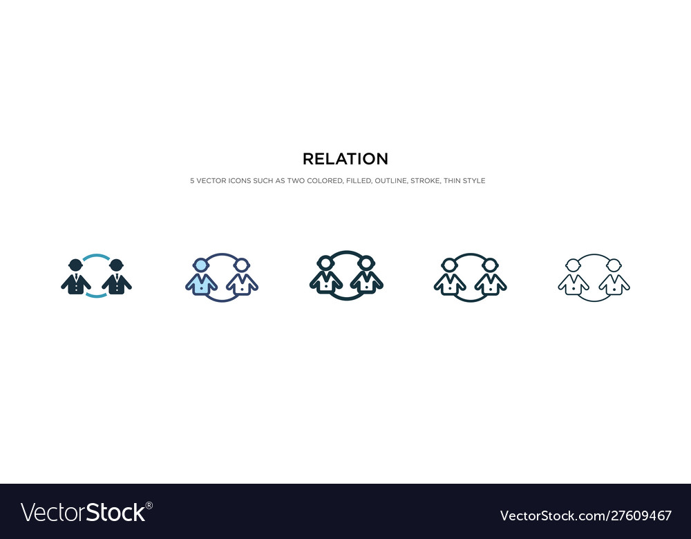 Relation icon in different style two colored