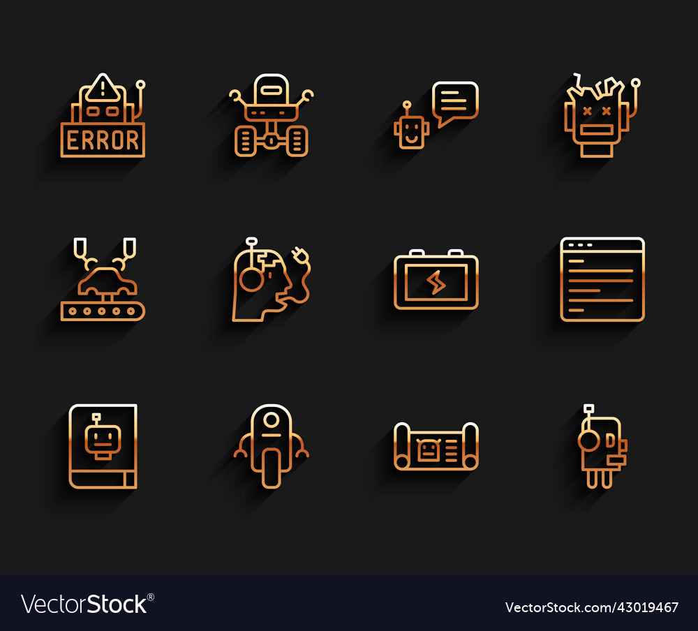 Set line user manual robot error vector image Set line user manual robot error