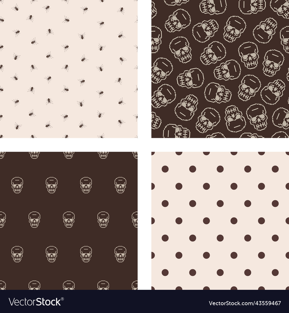 Set of seamless patterns with skulls