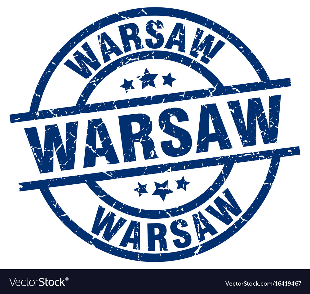 Warsaw blue round grunge stamp Royalty Free Vector Image