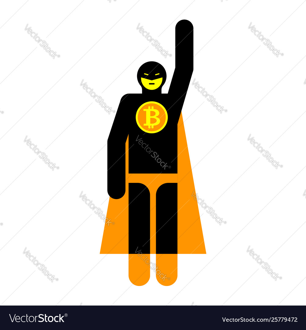 Bitcoinman flying up superhero pictograph super