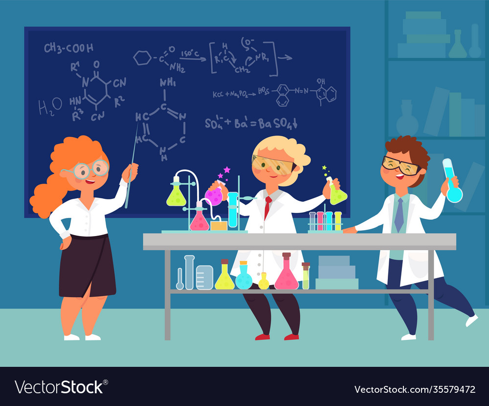 Chemistry class scientific study children Vector Image