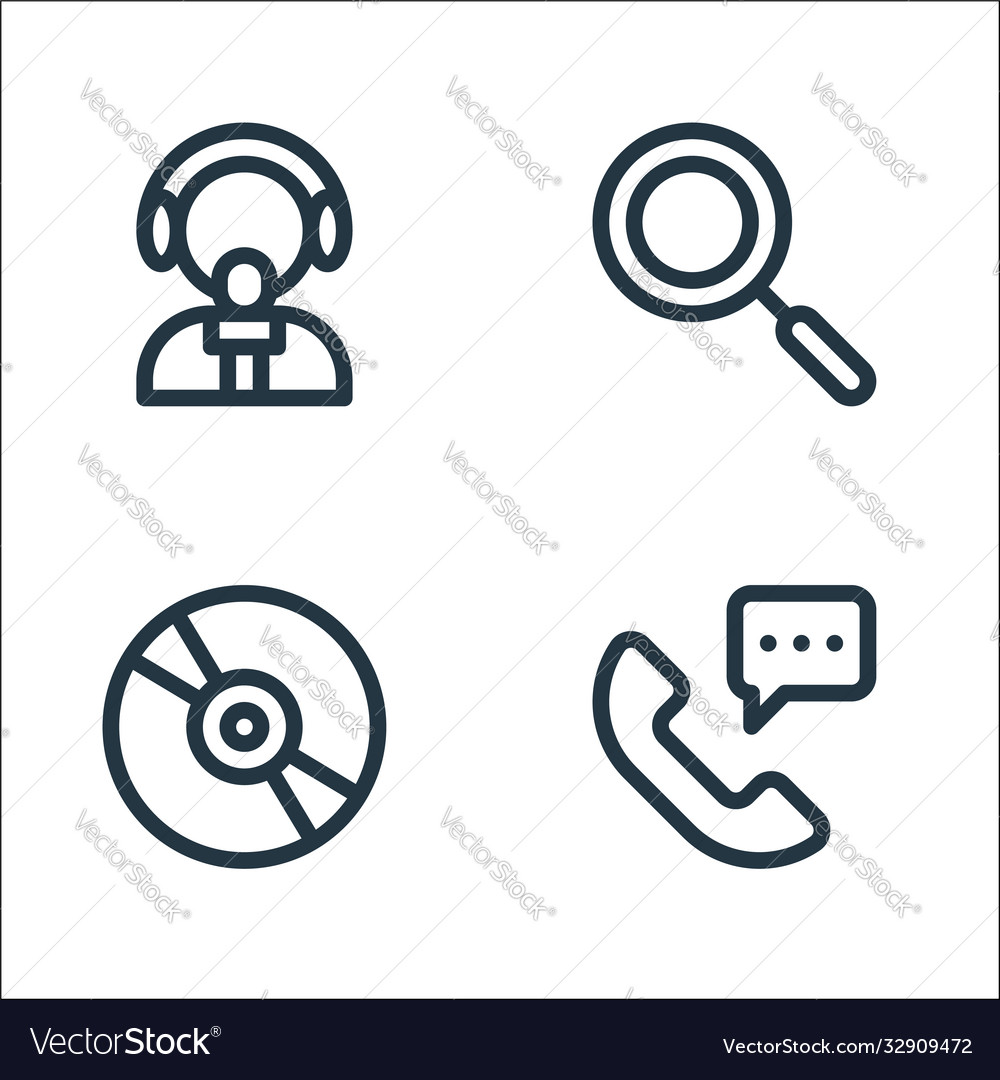 Communication and media line icons linear set vector image Communication and media line icons linear set