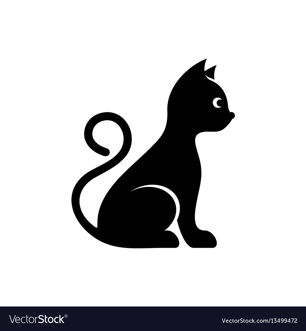 Black Cat sitting Logo vector. Home pet veterinary clinic icon Stock Vector