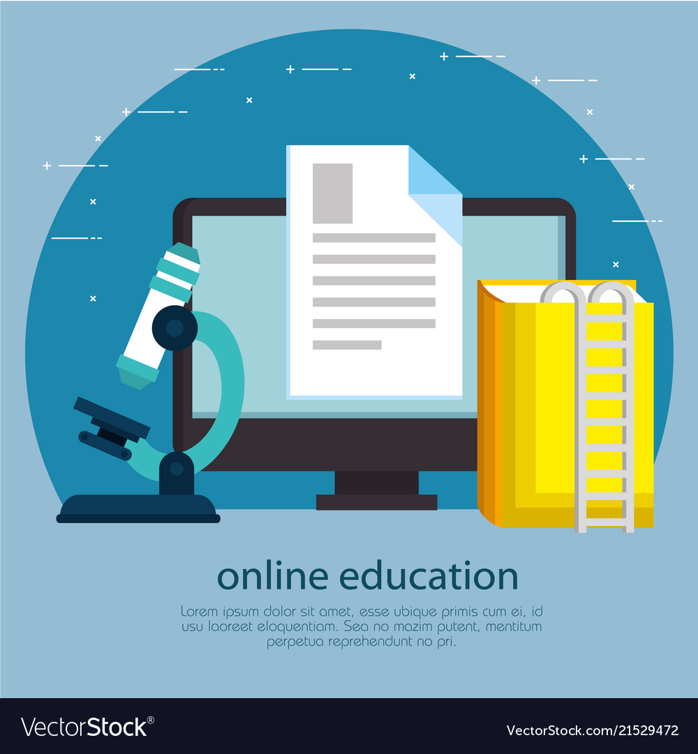 Education on line with desktop display vector image Education on line with desktop display