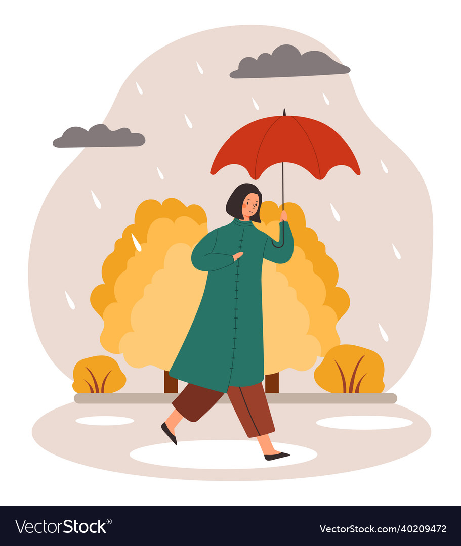 Girl with umbrella concept Royalty Free Vector Image