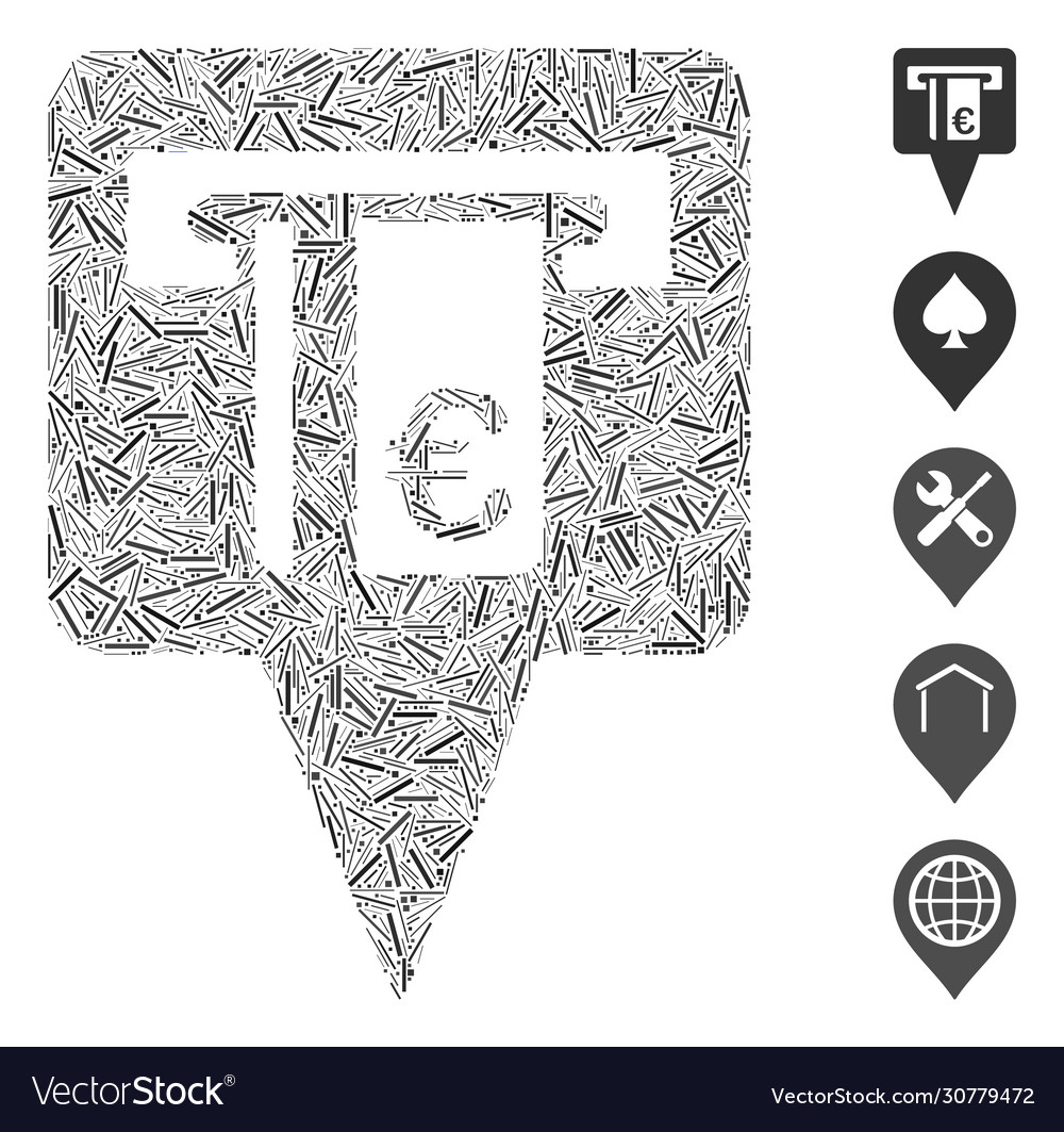 Hatch euro atm pointer icon mosaic vector image Hatch euro atm pointer icon mosaic