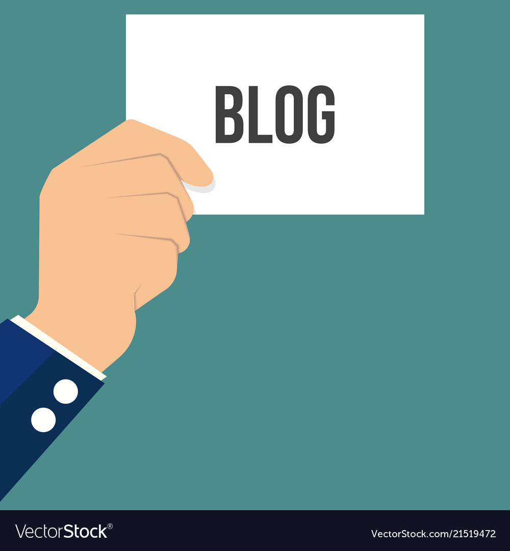 Man showing paper blog text vector image Man showing paper blog text