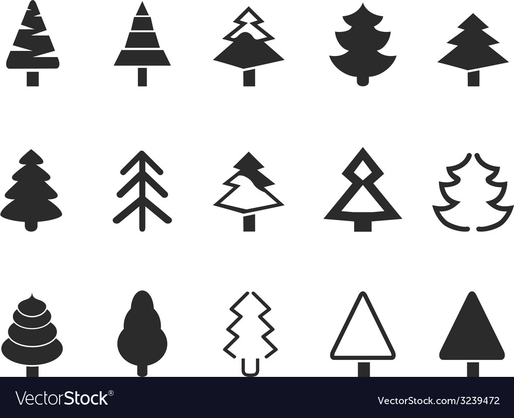 Pine Tree Icon Set - Minimalist Style