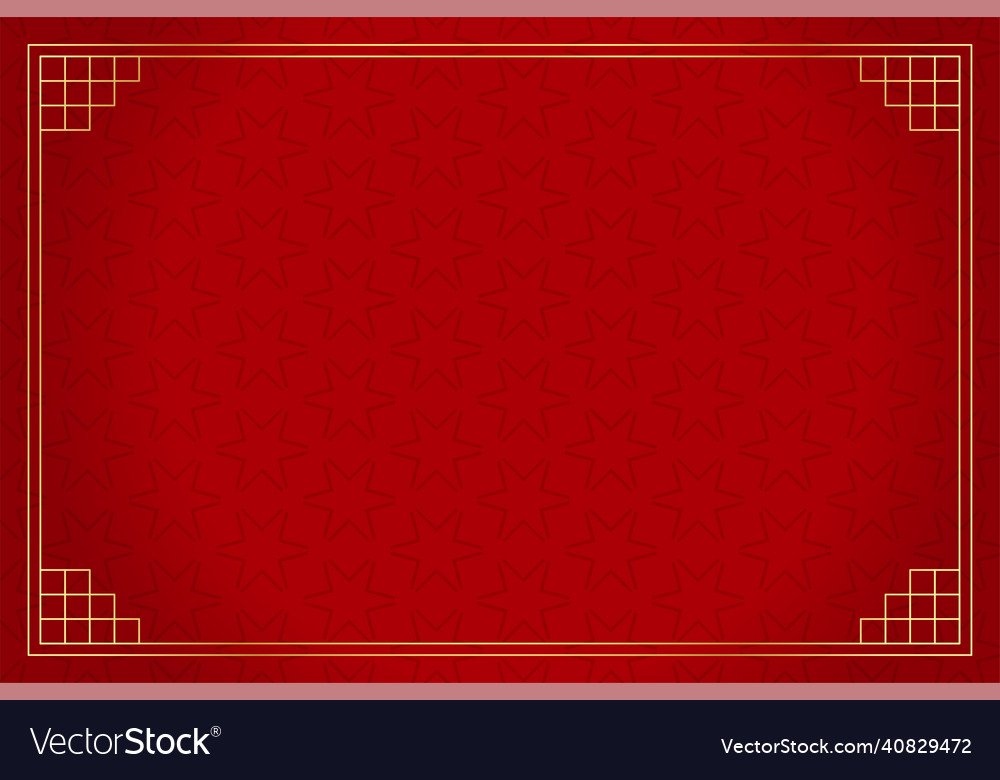 Red chinese pattern background with golden frame