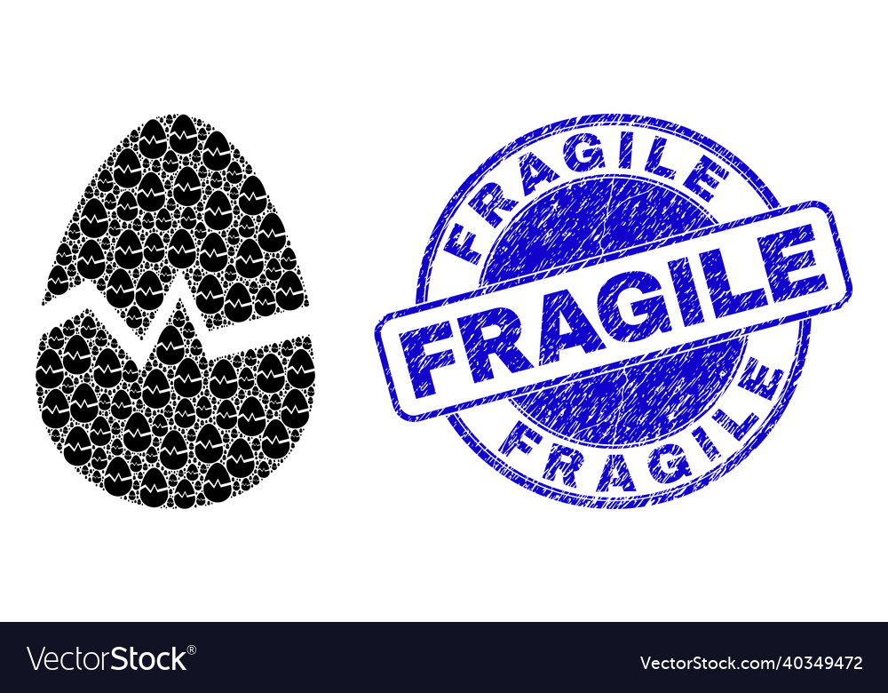 Scratched fragile seal and broken egg fractal vector image Scratched fragile seal and broken egg fractal