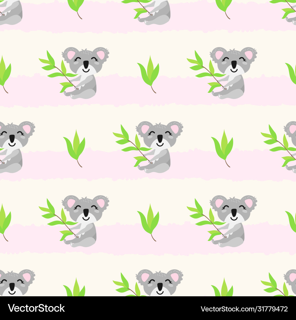 Seamless pattern with cute koalas Royalty Free Vector Image