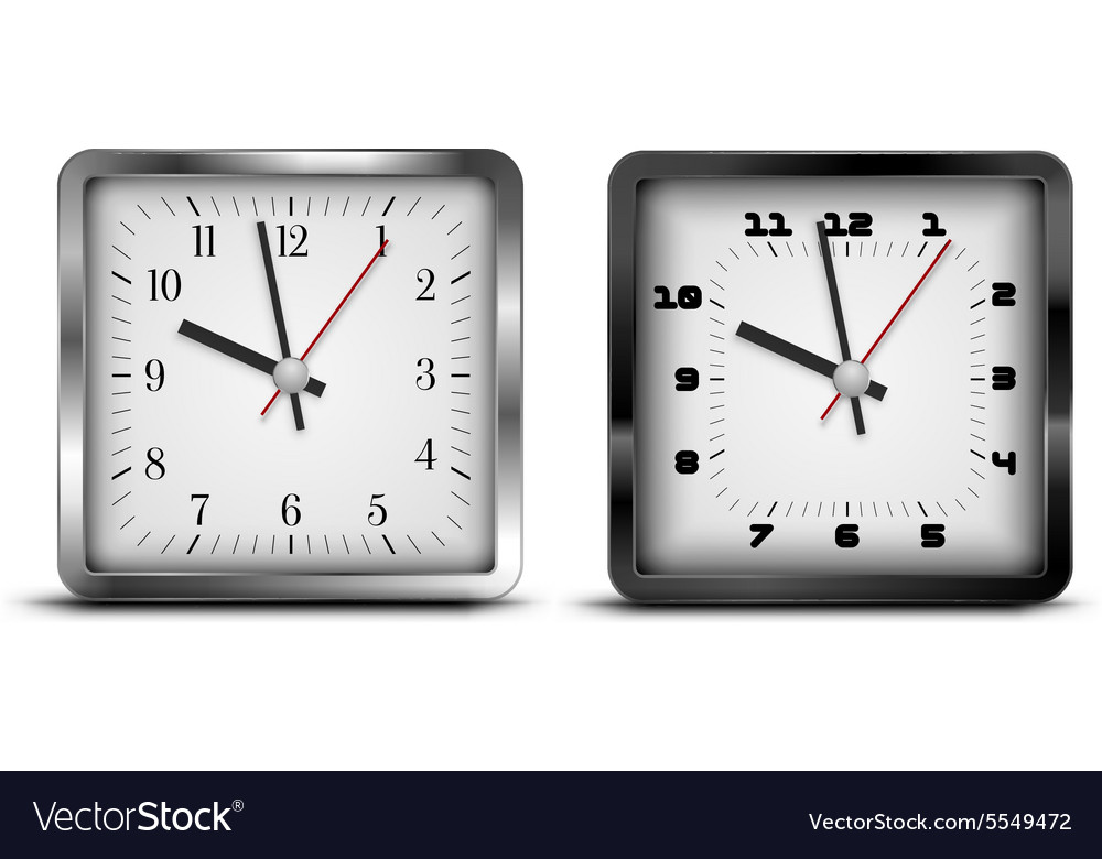 Square clock Royalty Free Vector Image VectorStock