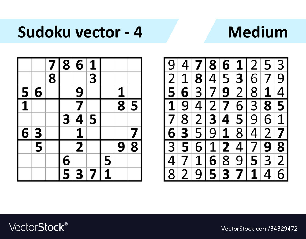 Sudoku Game with Answers. Simple Vector Design Set Stock Vector -  Illustration of vector, trainer: 204788413