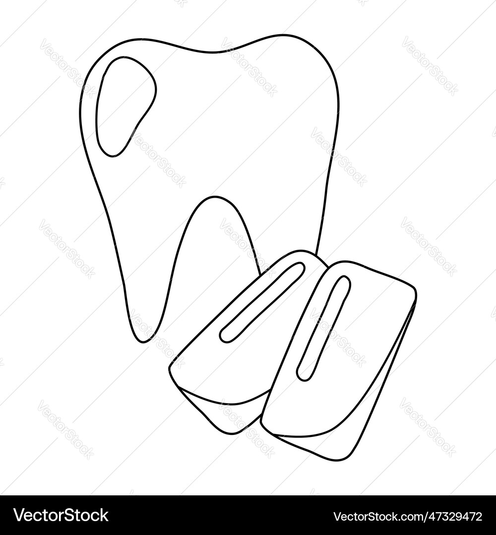 Tooth with chewing gum pads doodle style flat Vector Image