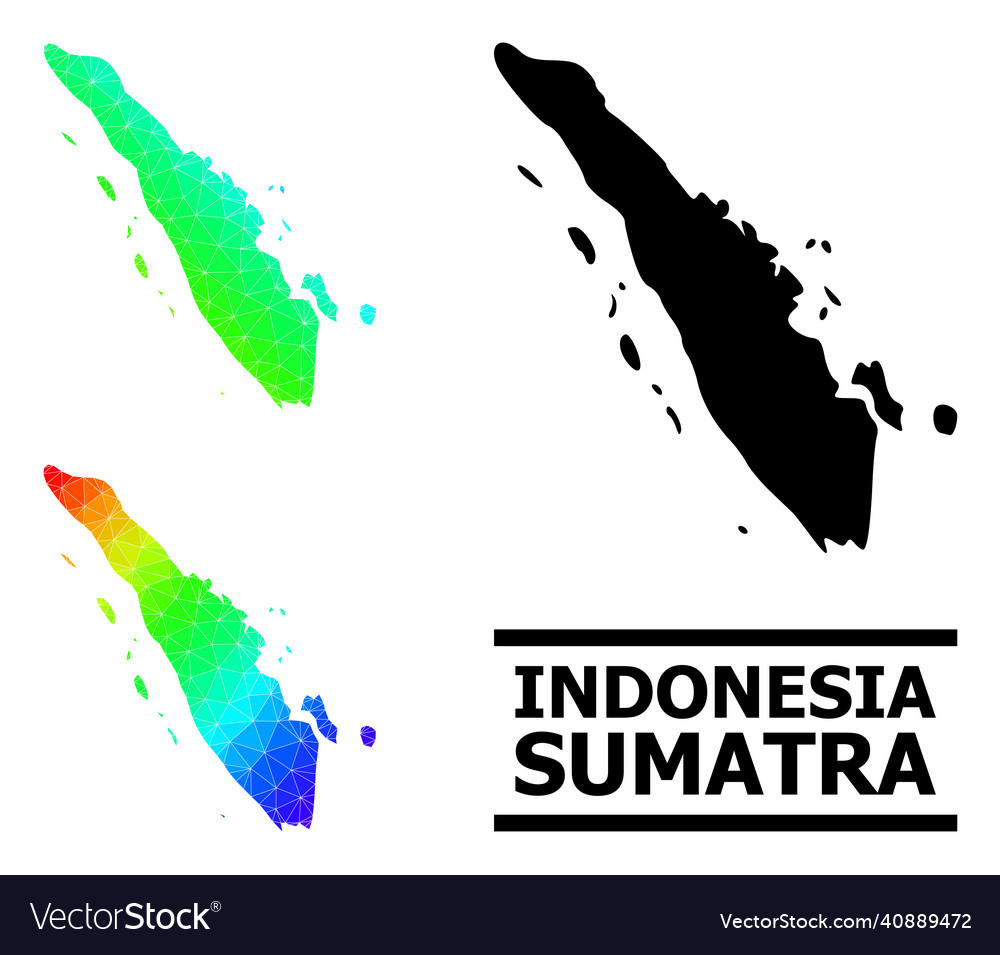 Triangle filled spectrum map of sumatra island vector image Triangle filled spectrum map of sumatra island