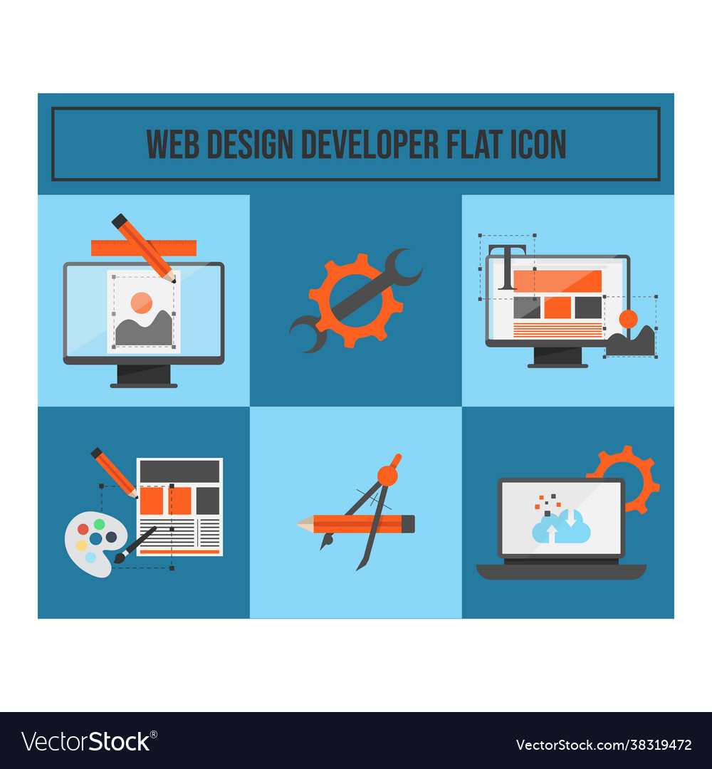 Web development flat icons design