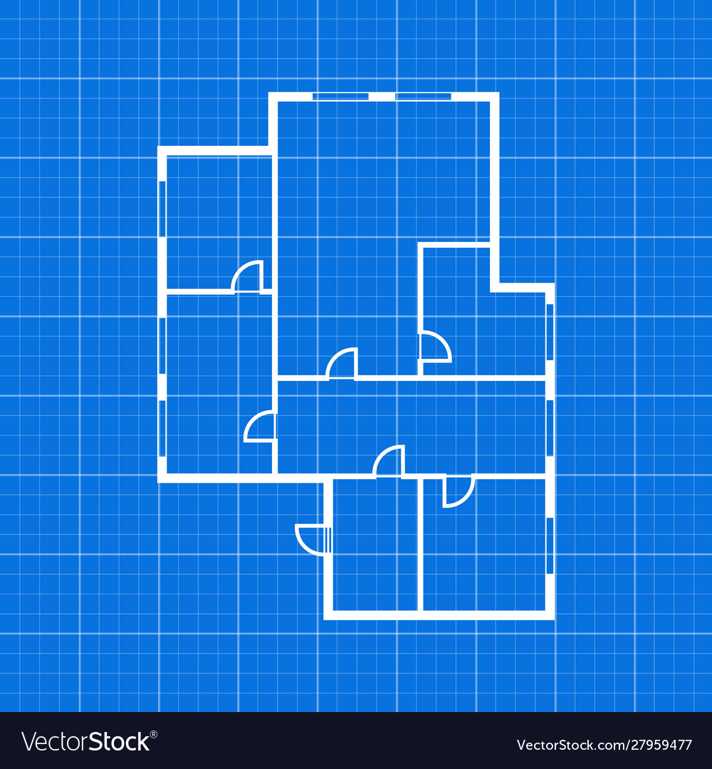 Apartment plan thin line top view