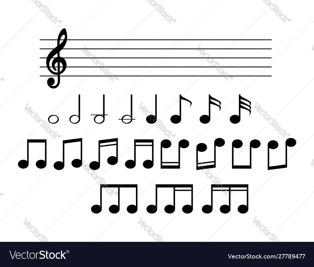 Collection music note icon on white background vector image Collection music note icon on white background