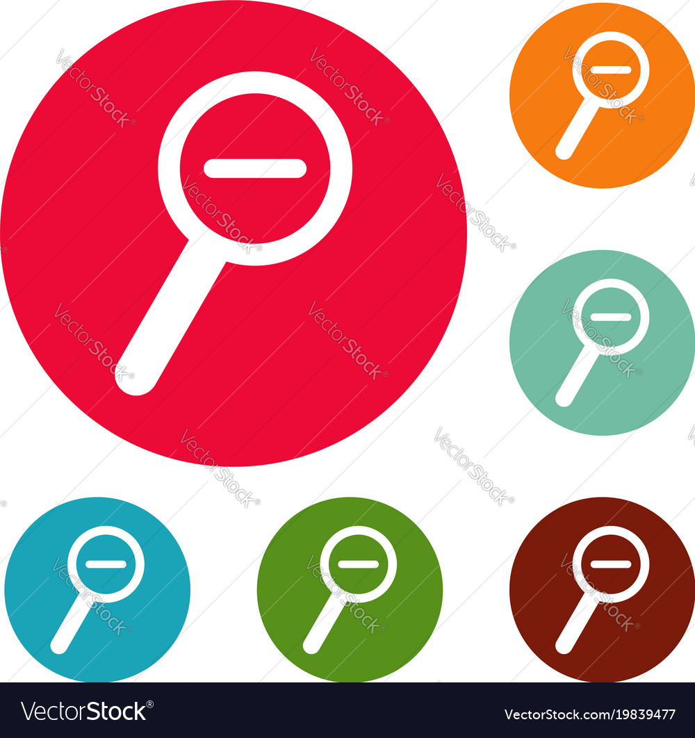 Cursor magnifier minus icons circle set Royalty Free Vector
