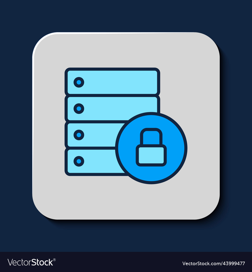 Filled outline server security with closed vector image Filled outline server security with closed