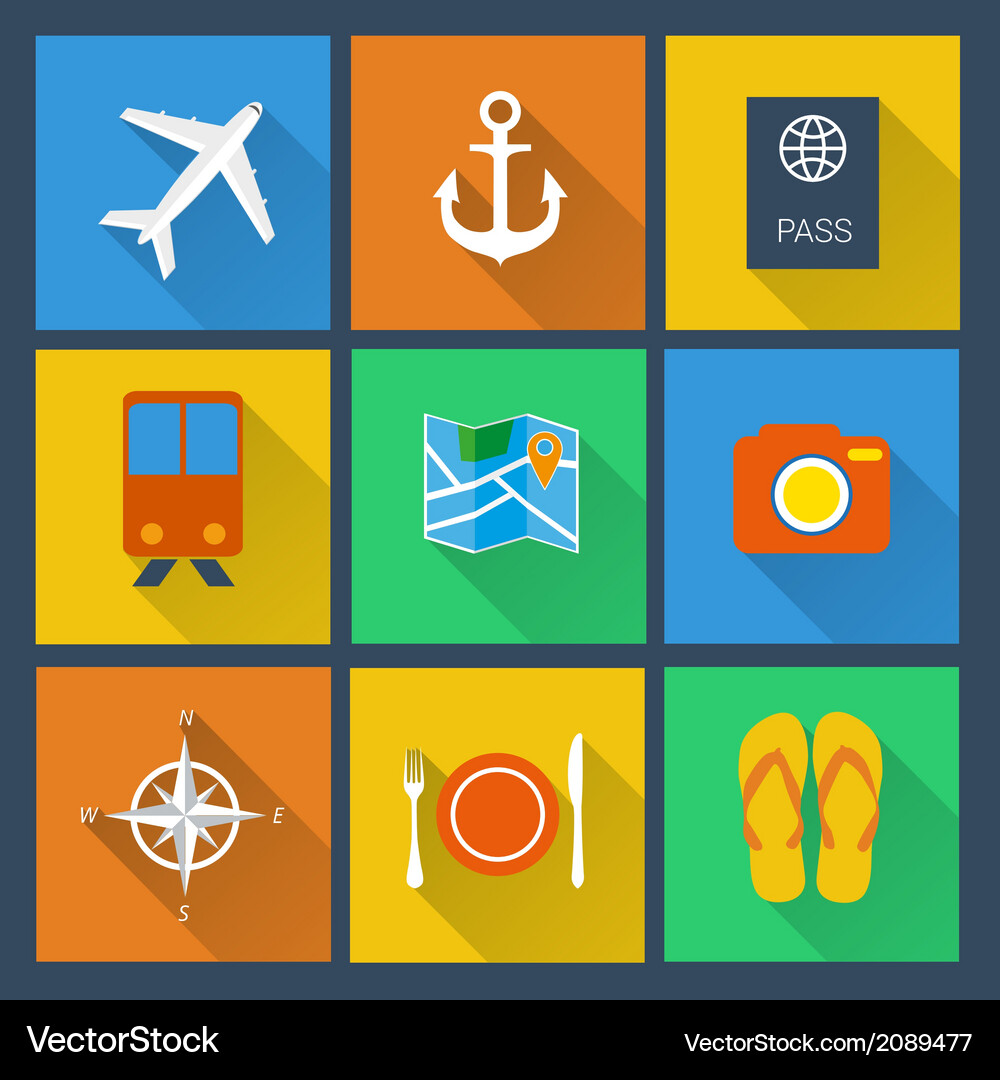 Flat icons set Royalty Free Vector Image - VectorStock