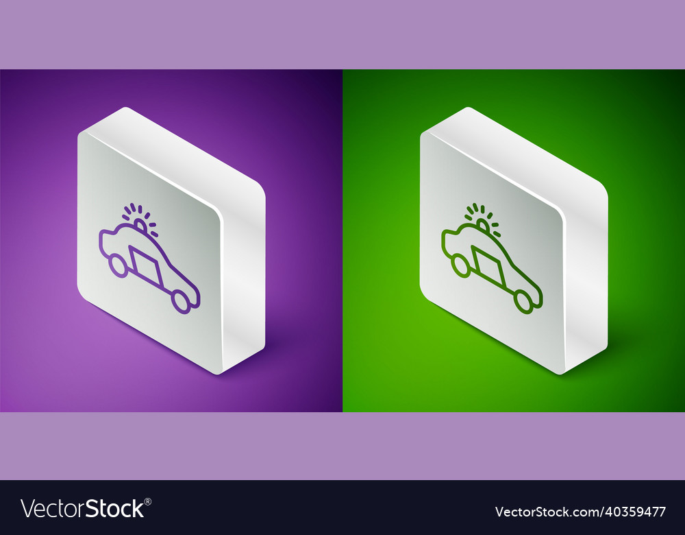 Isometric line police car and flasher icon