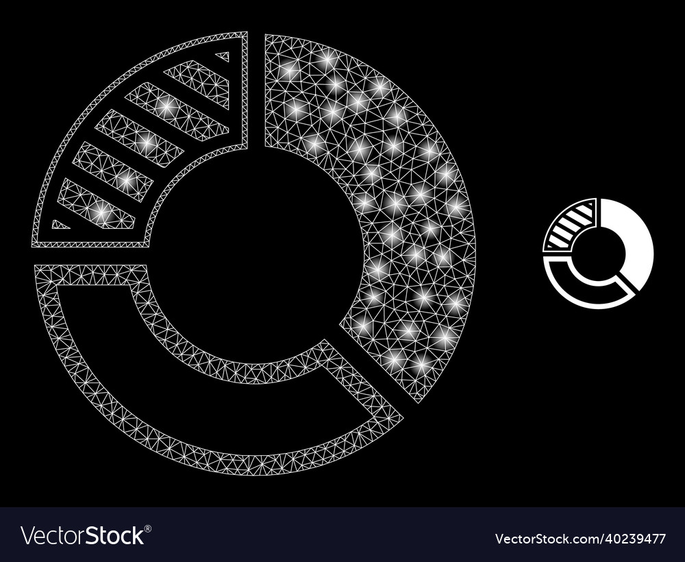 Mesh web pie chart with light network stars vector image Mesh web pie chart with light network stars