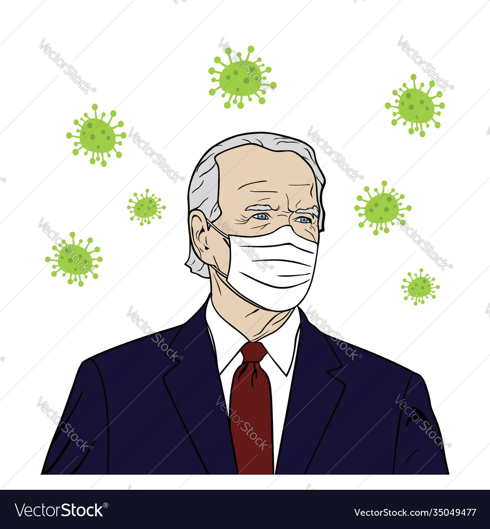 President usa joe biden wearing mask portrait vector image President usa joe biden wearing mask portrait