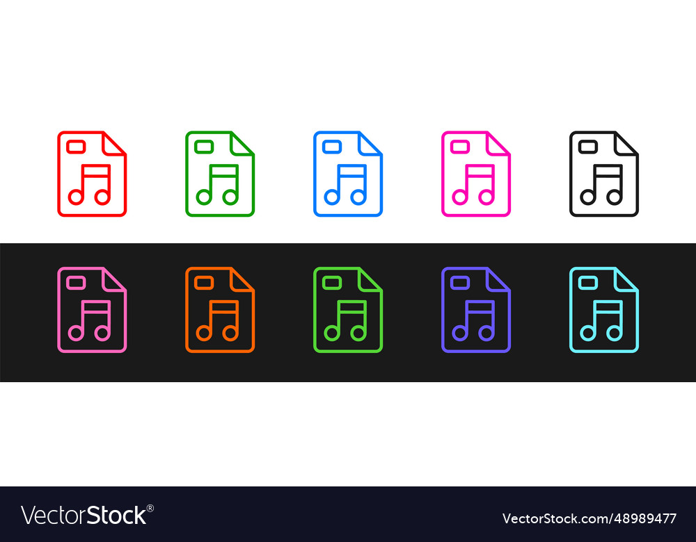 Set line mp3 file document download button vector image Set line mp3 file document download button
