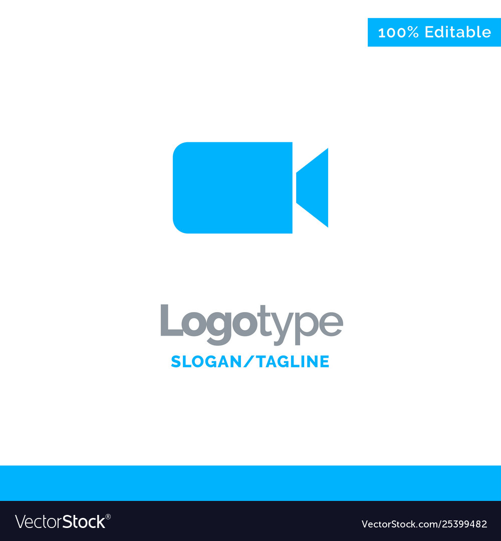 Camera image basic ui blue solid logo template vector image Camera image basic ui blue solid logo template