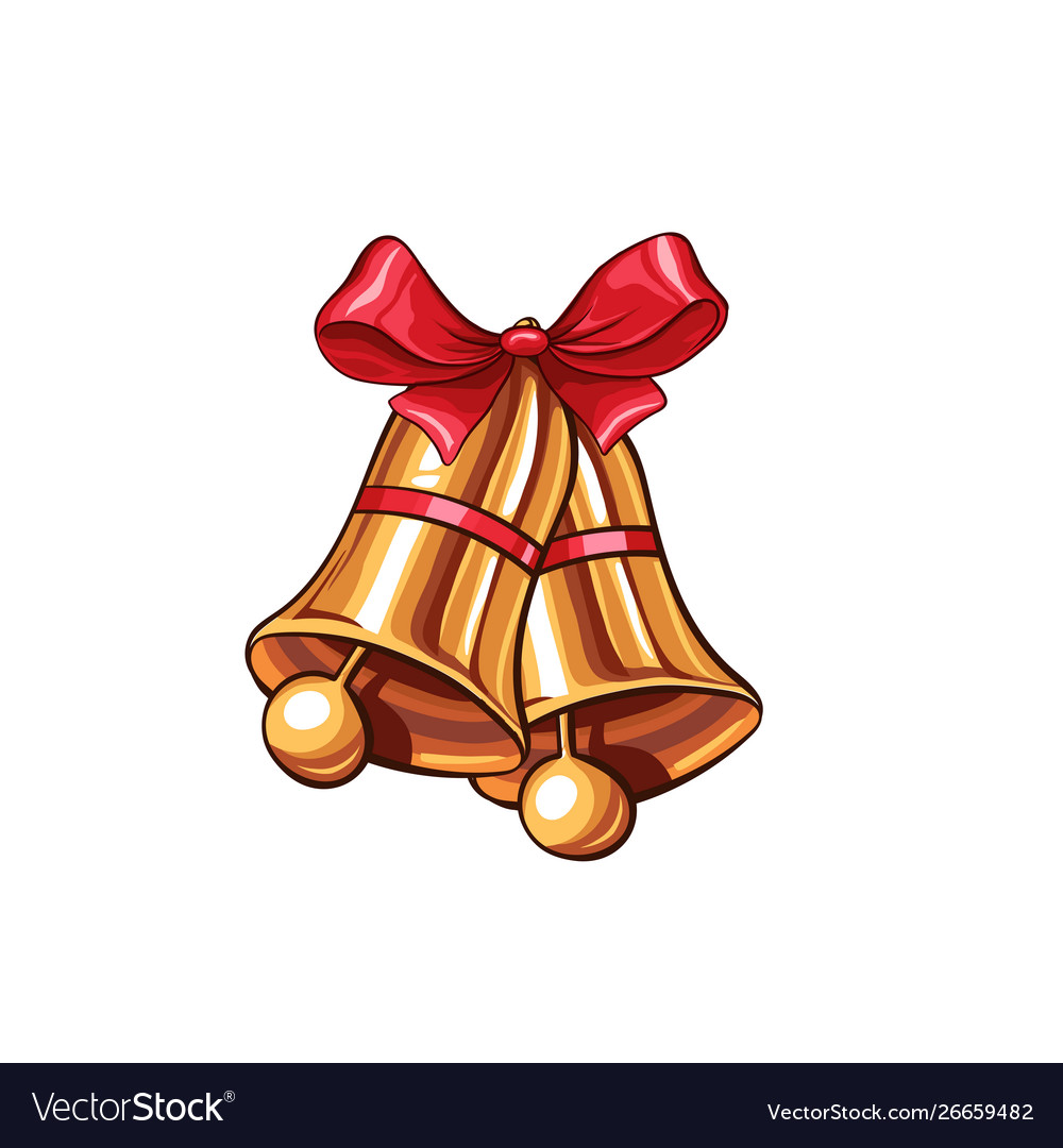 Christmas or new year golden bell Royalty Free Vector Image