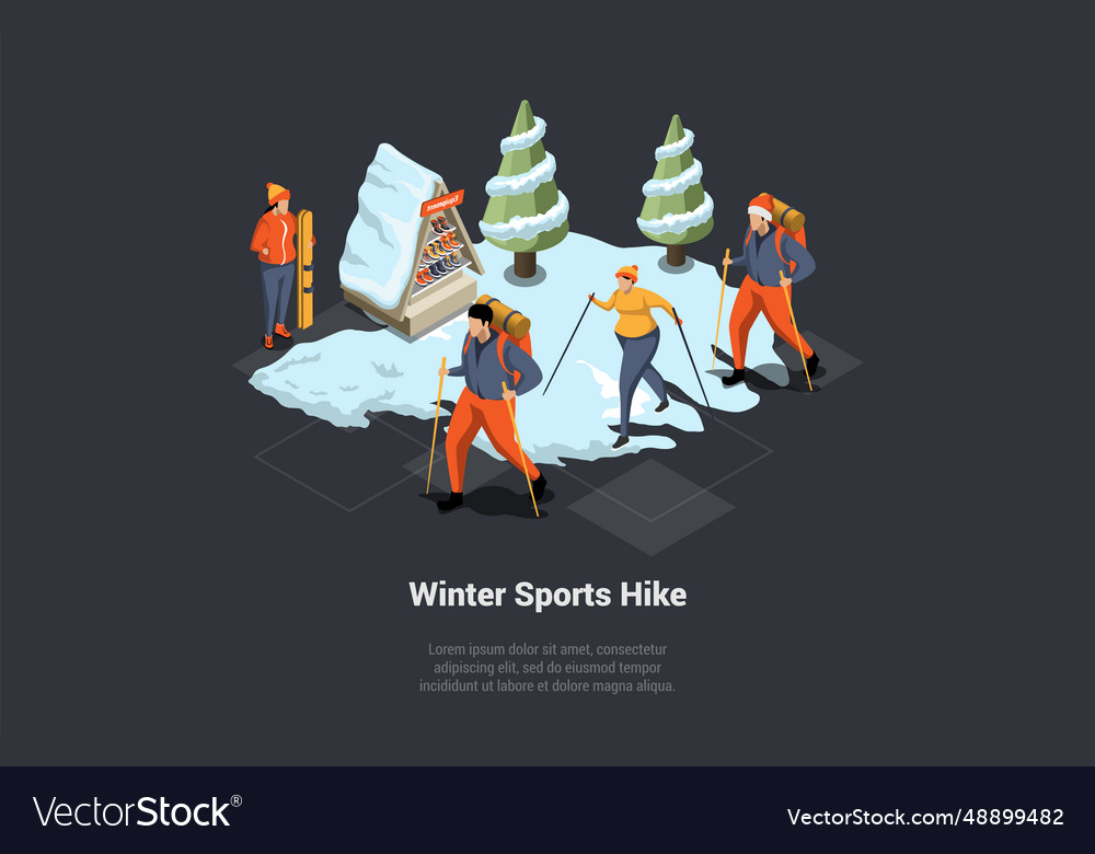 Concept Of Adventures Hiking Winter Exploring Vector Image Concept Of Adventures Hiking Winter Exploring Vector Image