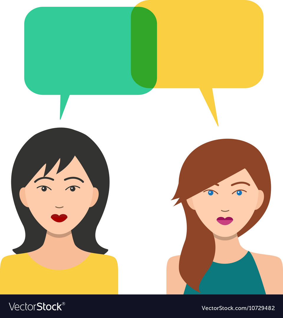 Girls icons with dialogue bubbles