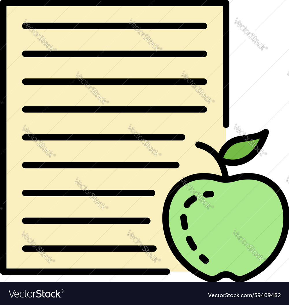 Homework Paper Apple Icon Color Outline Royalty Free Vector