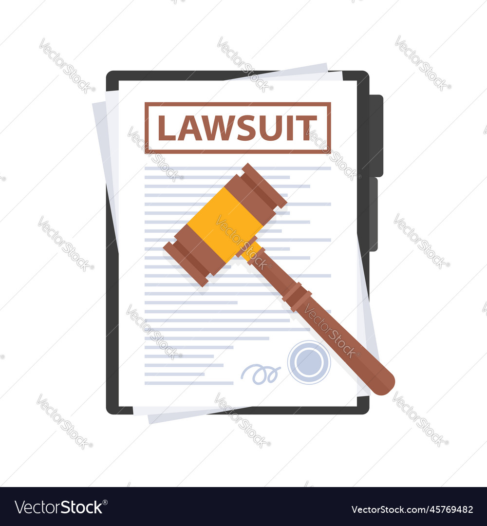 Lawsuit Court Dokumente mit Hammer
