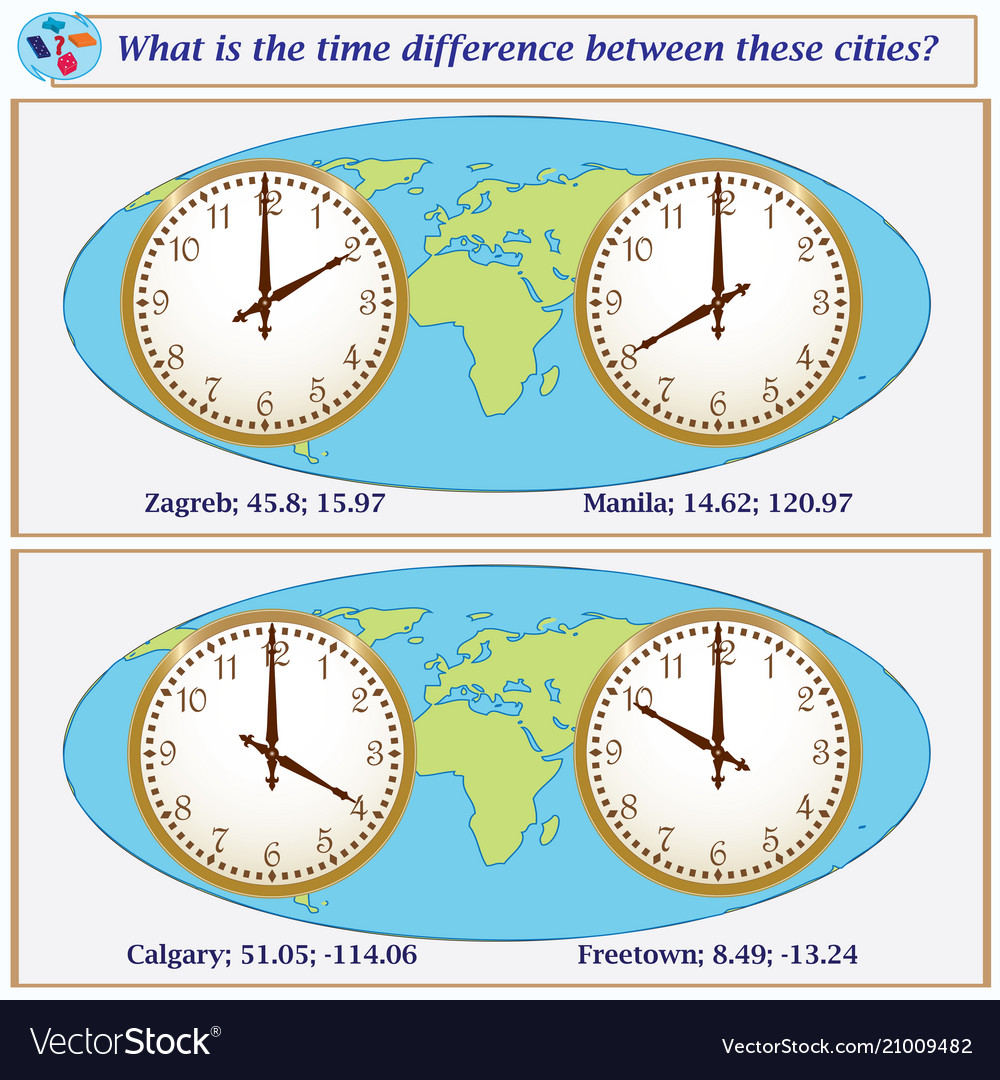 Logical task what is the time difference between vector image Logical task what is the time difference between