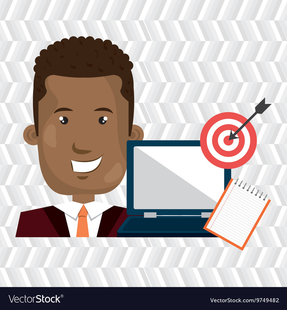 Man with computer isolated icon design