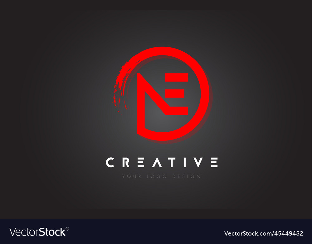 Red ne circular letter logo with circle brush Vector Image