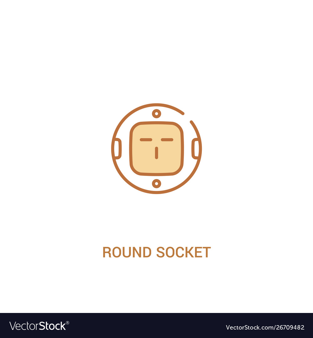 Round socket concept 2 colored icon simple line vector image Round socket concept 2 colored icon simple line