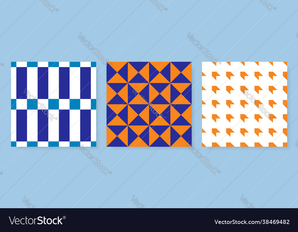 Set abstract geometric seamless patterns retro vector image Set abstract geometric seamless patterns retro
