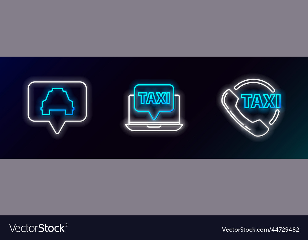 Set line taxi call telephone service map pointer vector image Set line taxi call telephone service map pointer