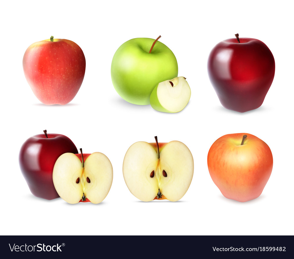 Set of apple with slices